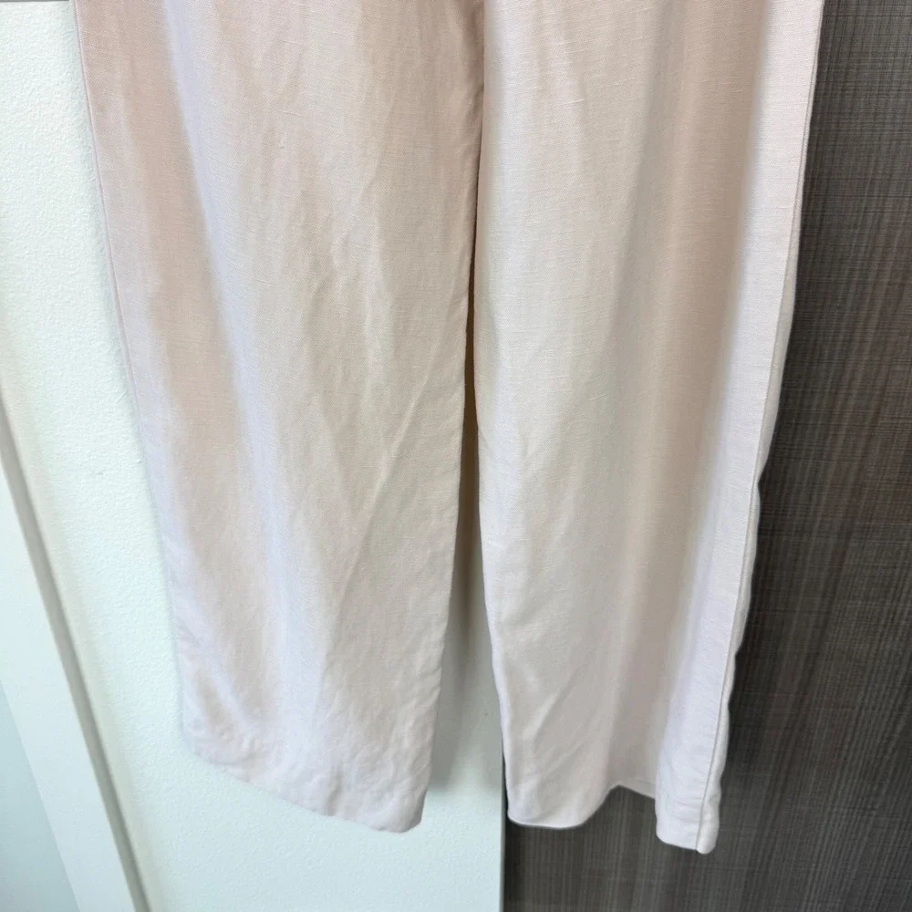 Wilfred Artizia The Effortless Pants Linen Blend Wide Leg Trouser Beige Size 4